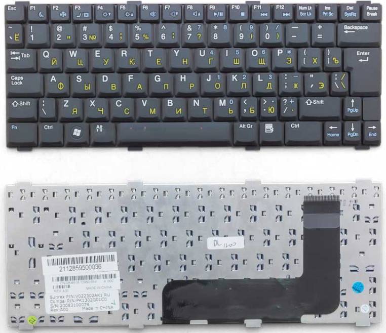 Клавиатура для ноутбука Dell Vostro 1200 Series чёрная