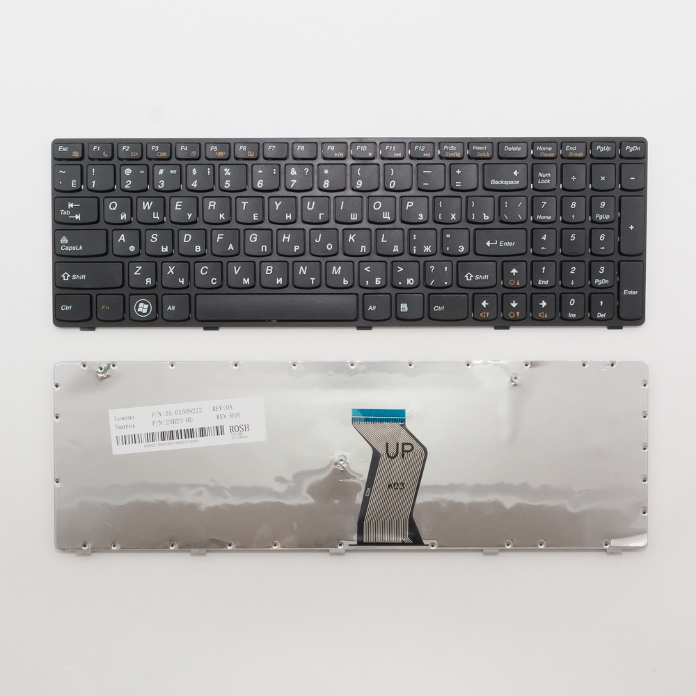 Клавиатура для ноутбука Lenovo G580, V580, Z580 черная с черной рамкой