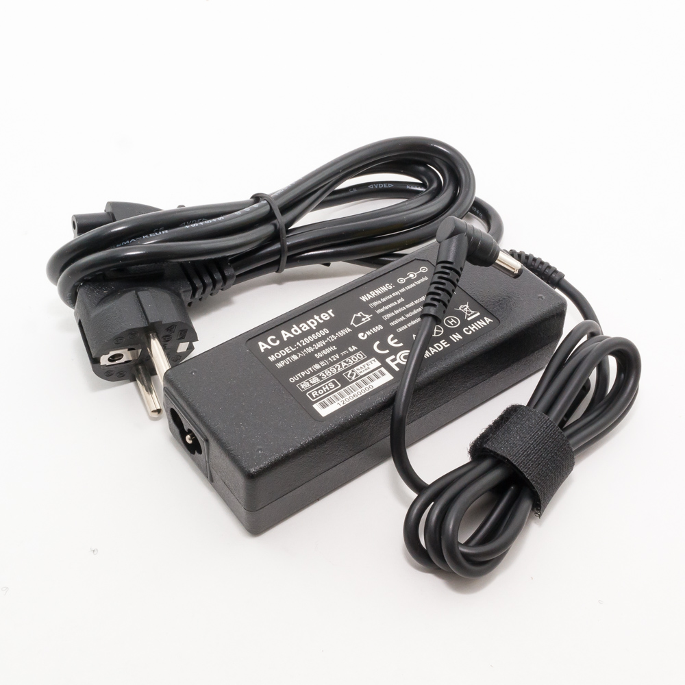 Блок питания для лед подсветки 12V 6A (72W) 5.5х2.5мм пластиковый