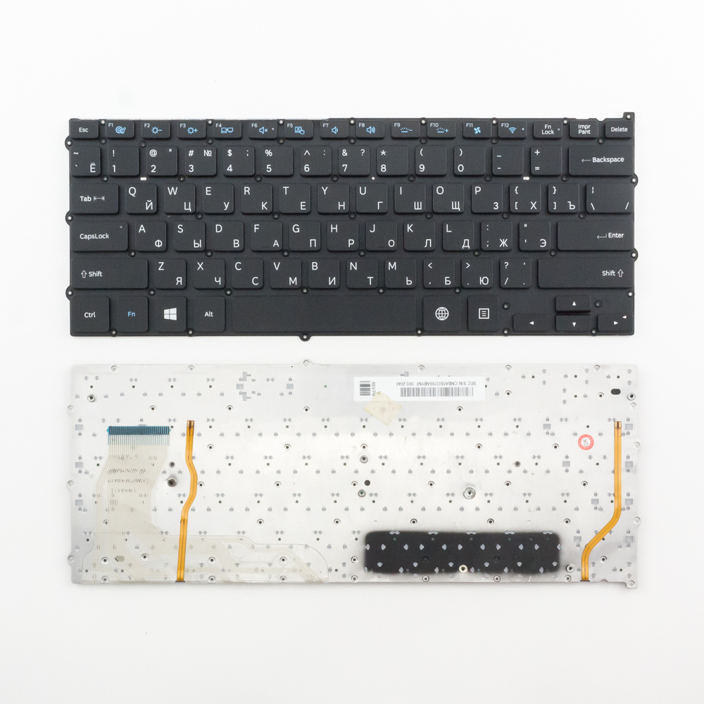 Клавиатура для ноутбука Samsung NP940X3G черная без рамки, с подсветкой