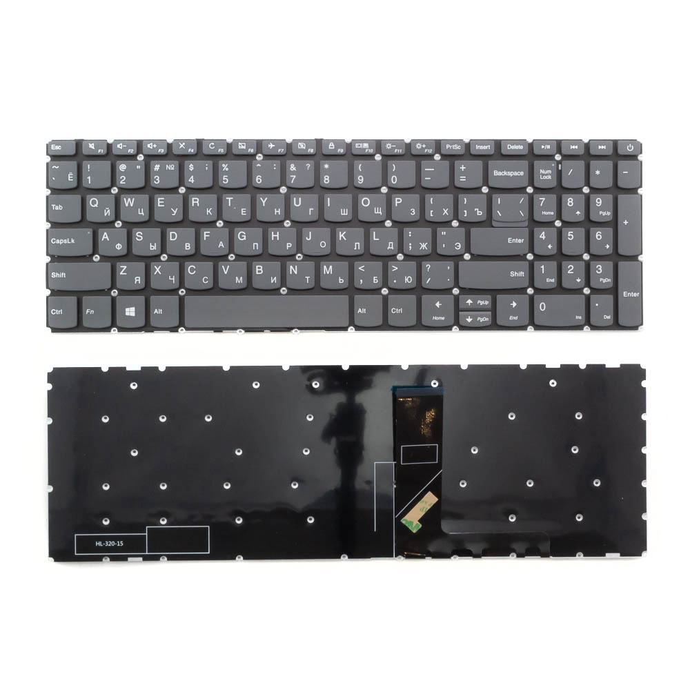 Клавиатура для ноутбука Lenovo IdeaPad 320-15AST серая без рамки