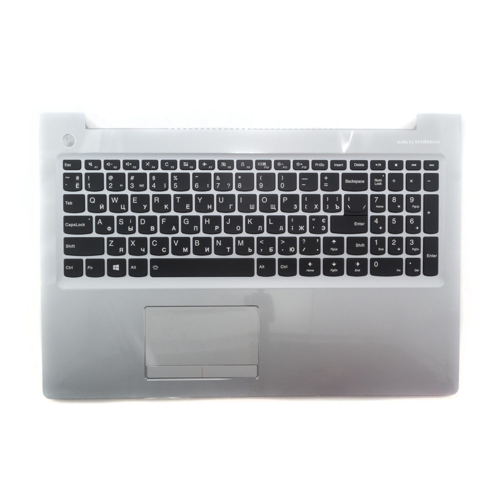 Клавиатура для ноутбука Lenovo 510-15ISK черная с серебристым топкейсом