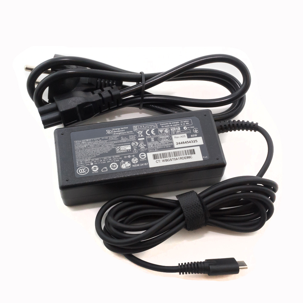 Зарядка для ноутбука HP 5V 3A, 9V 3A, 12V 5A, 15V 4.33A, 20V 3.25A (65W) Type C